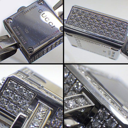 Gucci Watch Mini 102 Pave Diamond Bezel Square Black Dial SS — view 6
