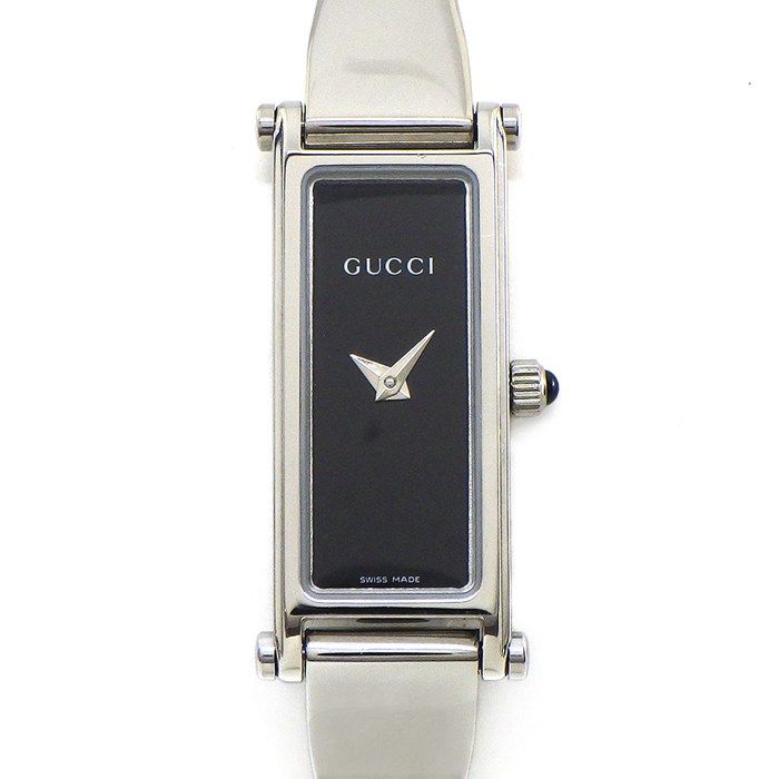 Gucci Watch Bangle Rectangular Black Dial Horsebit Class SS