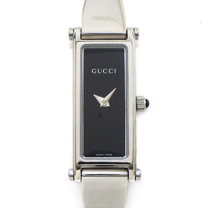 Gucci Watch Bangle Rectangular Black Dial Horsebit Class SS