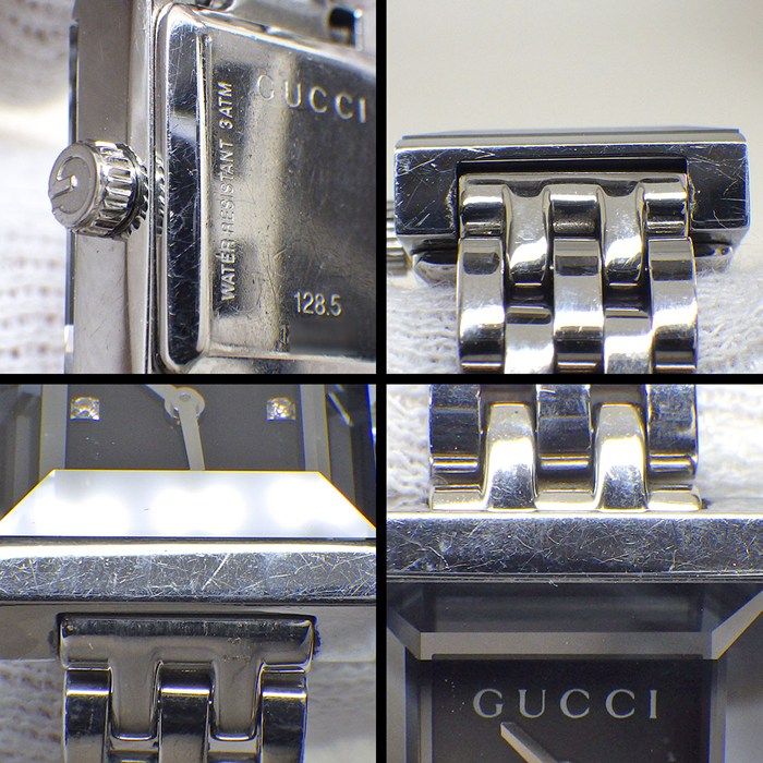 Gucci Watch Friends 128.5 Diamond Index Square Black Dial SS — view 8