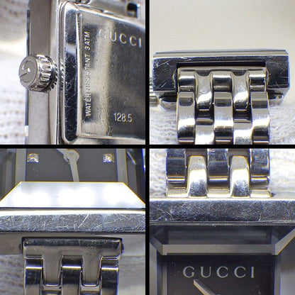 Gucci Watch Friends 128.5 Diamond Index Square Black Dial SS — view 8