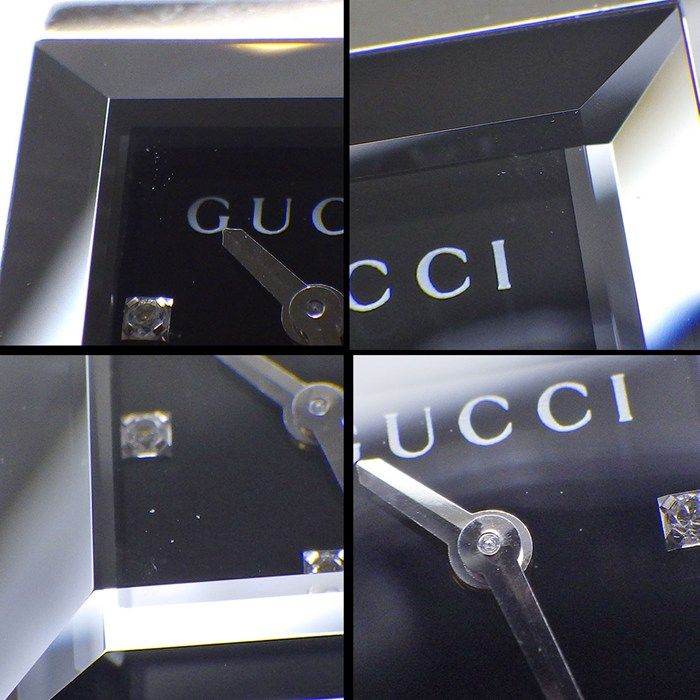 Gucci Watch Friends 128.5 Diamond Index Square Black Dial SS — view 6