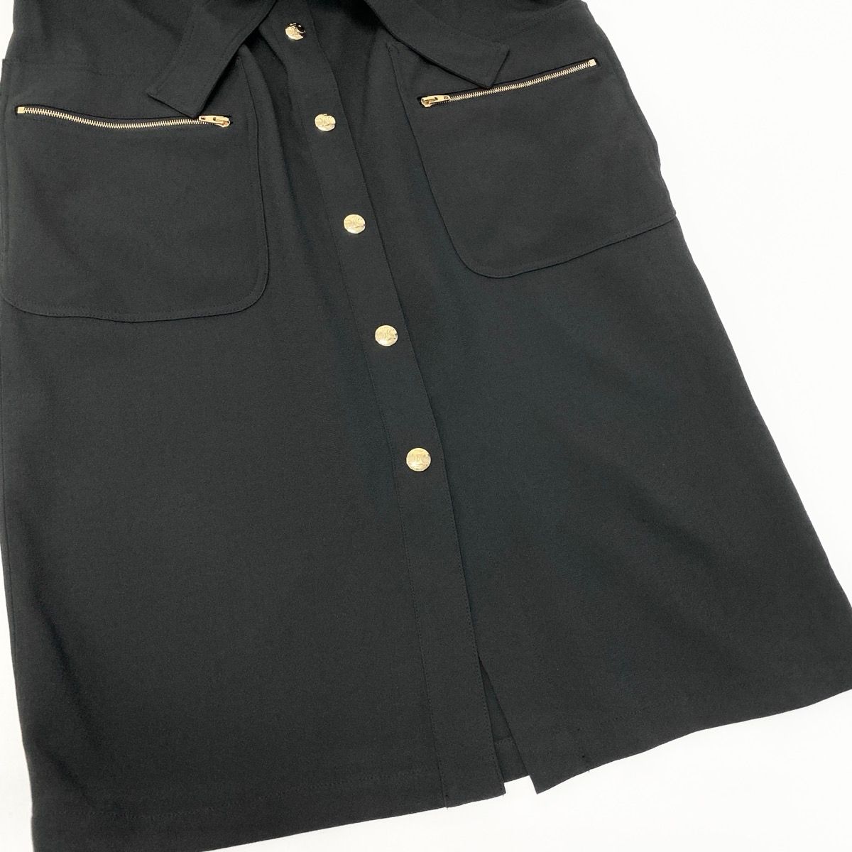 Celine Army Dress Flare Sleeve Gold Buttons 34 Black — view 5