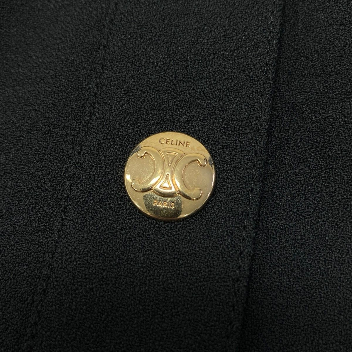 Celine Army Dress Flare Sleeve Gold Buttons 34 Black — view 6