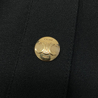 Celine Army Dress Flare Sleeve Gold Buttons 34 Black — view 6
