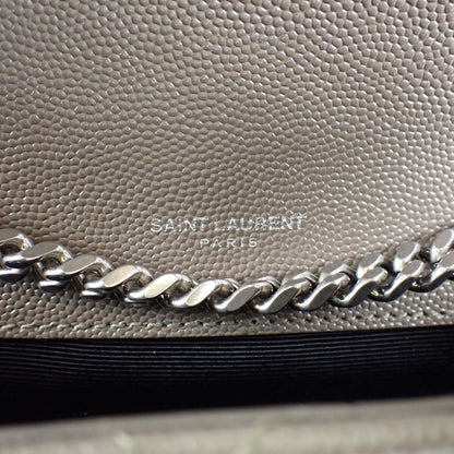 Saint Laurent Envelope Small Shoulder Bag Quilted Leather Gray Silver — view 8
