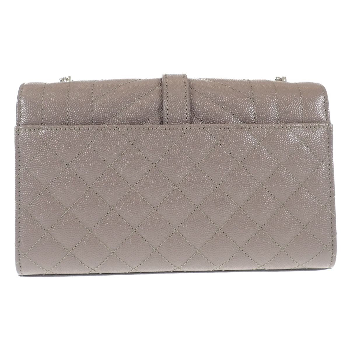 Saint Laurent Envelope Small Shoulder Bag Quilted Leather Gray Silver — view 2