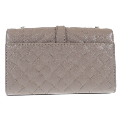 Saint Laurent Envelope Small Shoulder Bag Quilted Leather Gray Silver — view 2