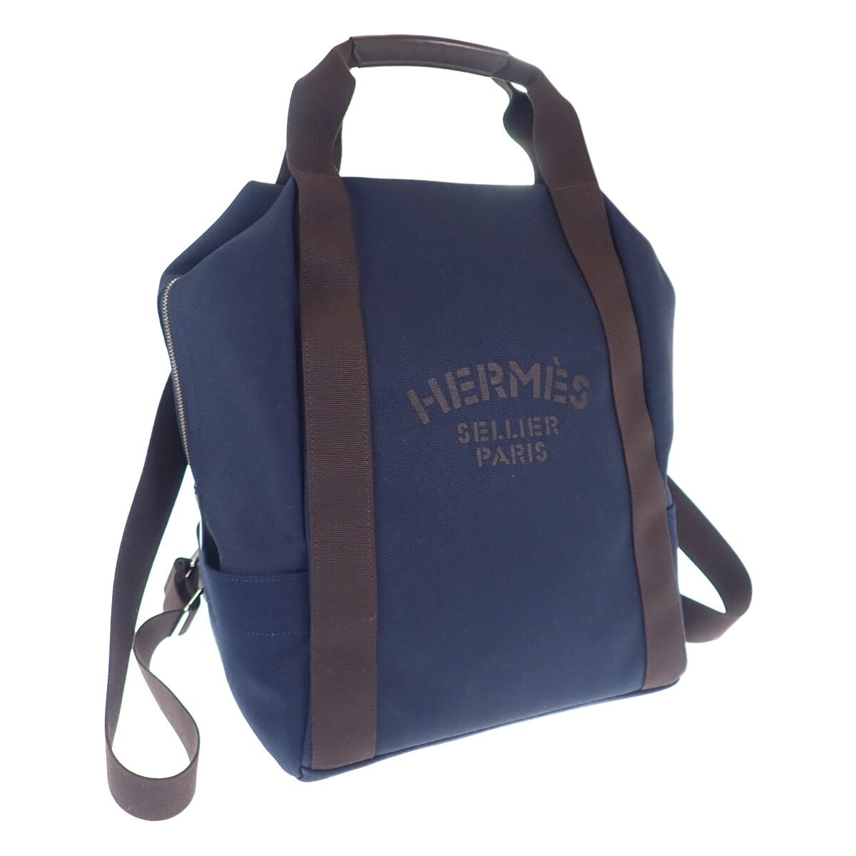 Hermes Backpack Toilet Blanc Fu Navy