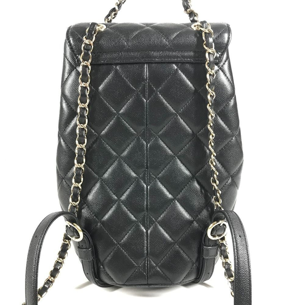 Chanel Backpack Quilted Chain Caviar Leather Black — view 2