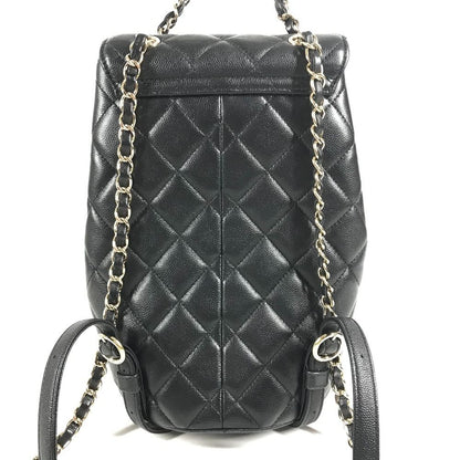 Chanel Backpack Quilted Chain Caviar Leather Black — view 2