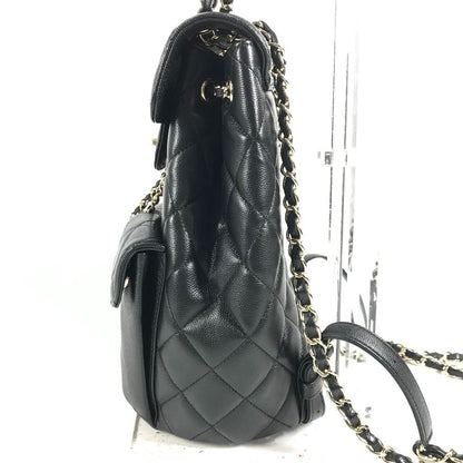 Chanel Backpack Quilted Chain Caviar Leather Black — view 4