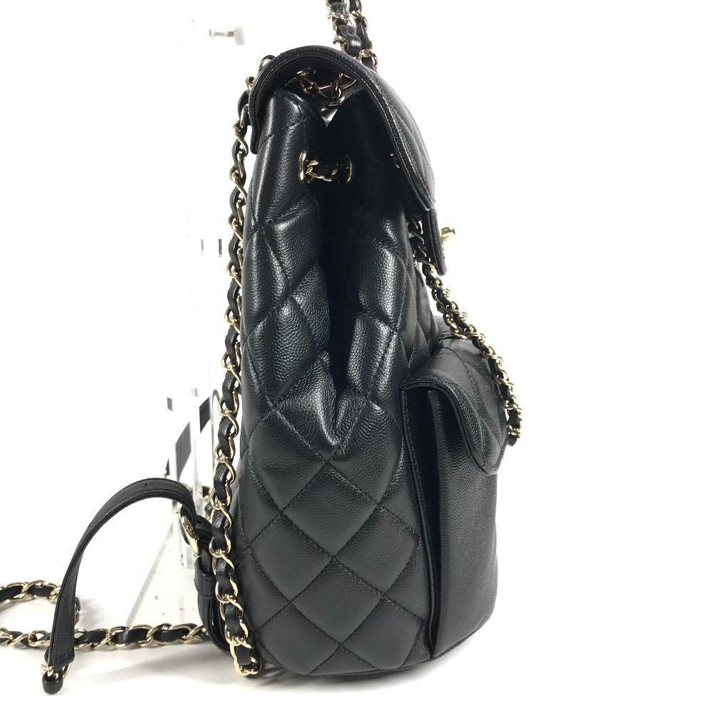 Chanel Backpack Quilted Chain Caviar Leather Black — view 3