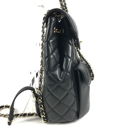 Chanel Backpack Quilted Chain Caviar Leather Black — view 3