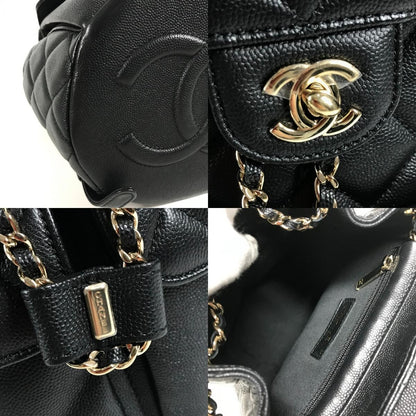 Chanel Backpack Quilted Chain Caviar Leather Black — view 8