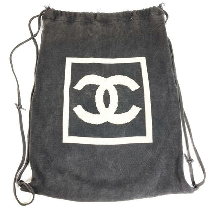 Chanel Backpack CC Logo Cotton Black