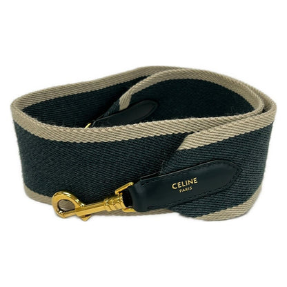 Celine Shoulder Strap Green Beige Gold Leather