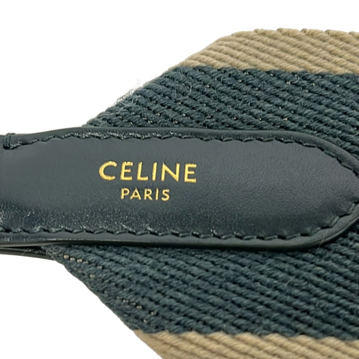 Celine Shoulder Strap Green Beige Gold Leather — view 3