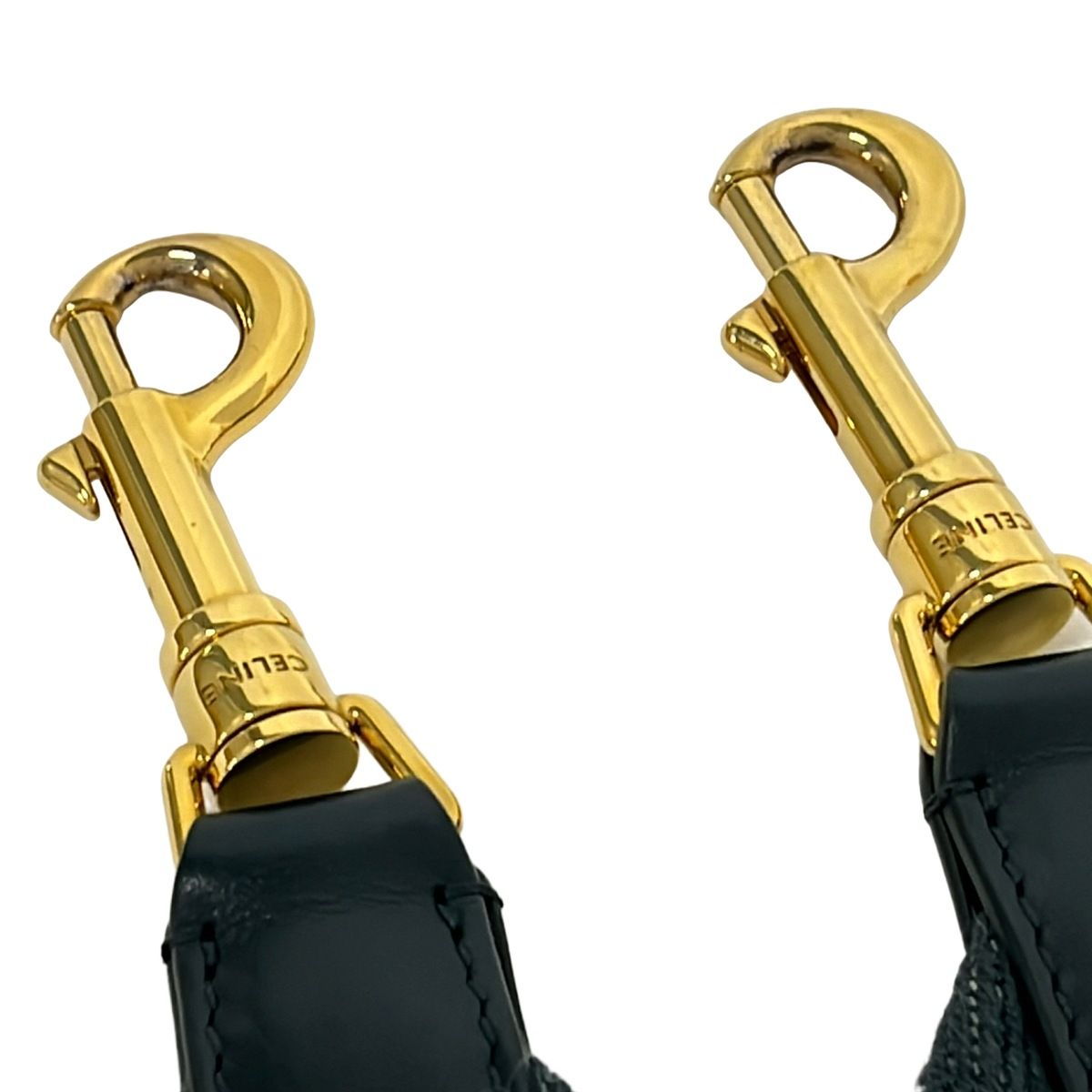 Celine Shoulder Strap Green Beige Gold Leather — view 4
