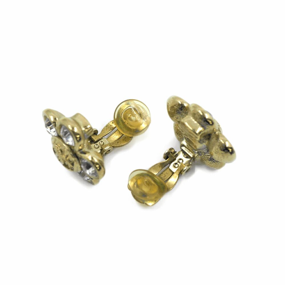 Chanel CC Logo Flower Earrings Gold Pair Metal — view 5