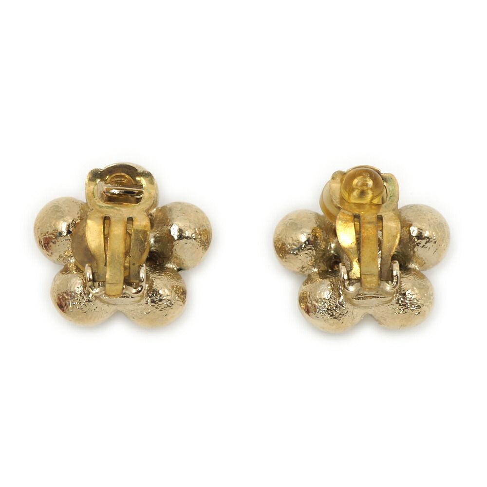 Chanel CC Logo Flower Earrings Gold Pair Metal — view 3