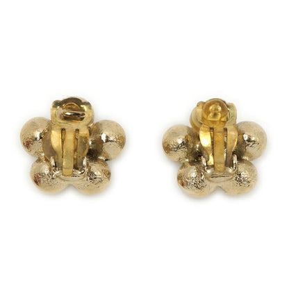 Chanel CC Logo Flower Earrings Gold Pair Metal — view 3