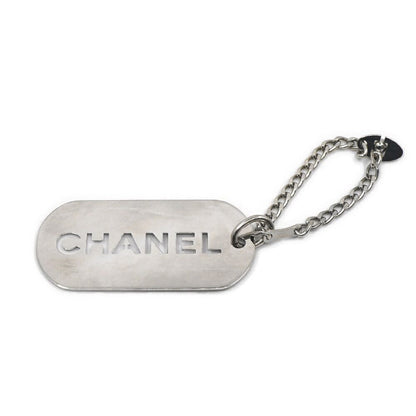 Chanel Charm Logo Plate Key Holder Silver Metal Small