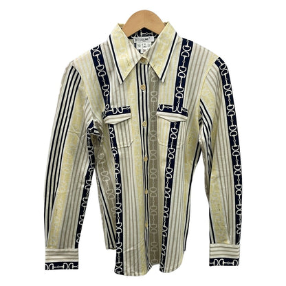 Celine Long Sleeve Shirt Blouse 38 M Ivory Black Multi