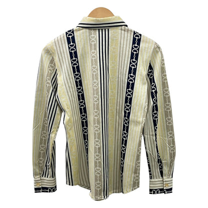 Celine Long Sleeve Shirt Blouse 38 M Ivory Black Multi — view 2