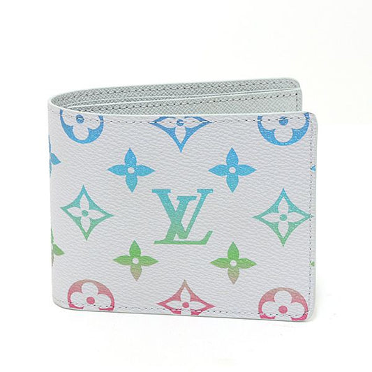 Louis Vuitton Portefeuille Calf Monogram Iridescent Gray Bifold Wallet Coin