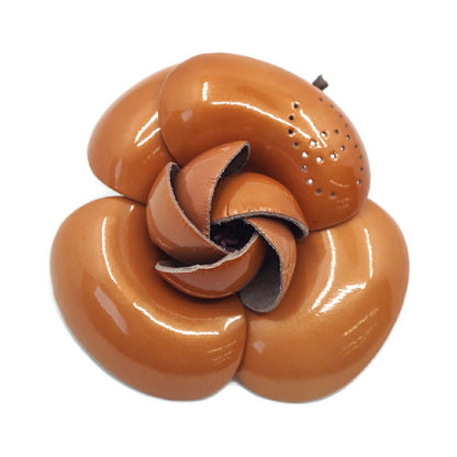 Chanel Camellia Brown Brooch Pink Beige Flower Small