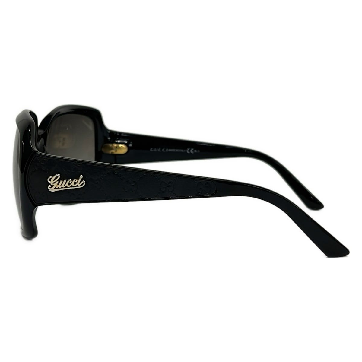 Gucci Sunglasses Micro Guccissima S Gray Black Leather Eyewear — view 2