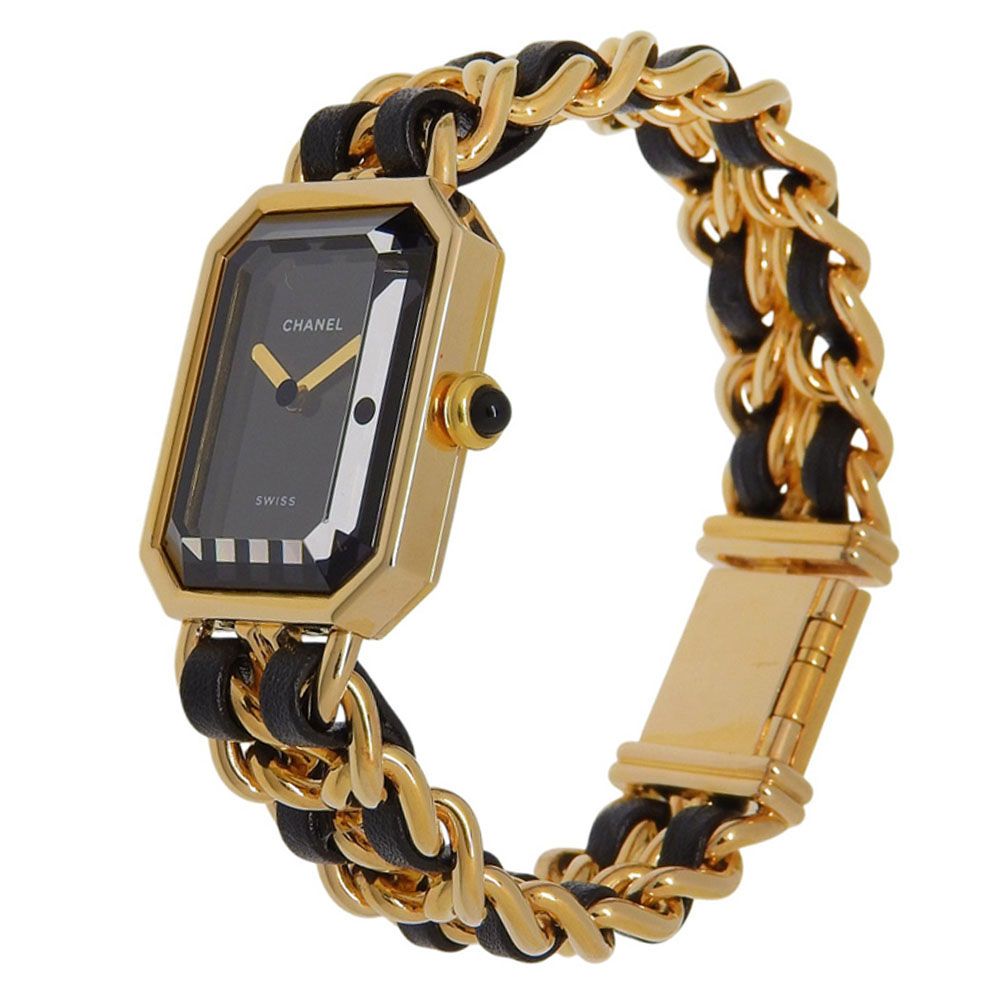 Chanel Premier S Gold Plated Leather Kuo Analog Display Black Dial Watch — view 2