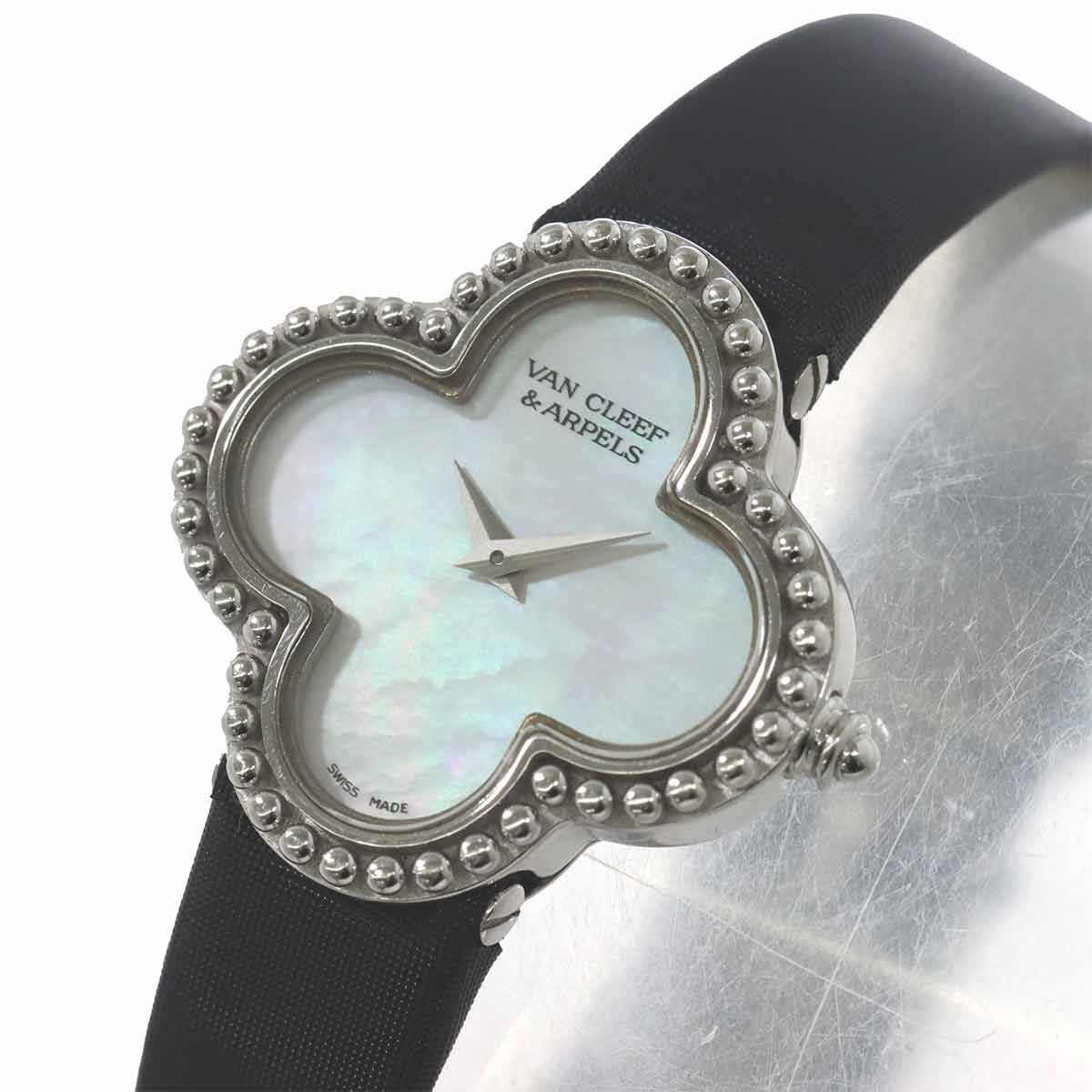 Van Cleef & Arpels Vintage Alhambra 18k White Gold Quartz Watch — view 7