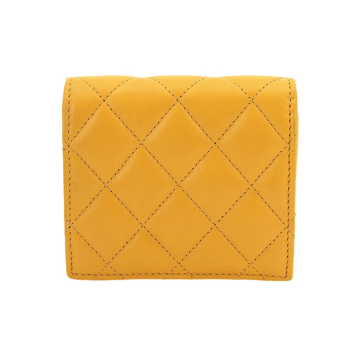 Chanel Quilted Small Wallet Bifold Lambskin Master Yellow — view 3
