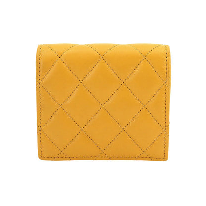 Chanel Quilted Small Wallet Bifold Lambskin Master Yellow — view 3