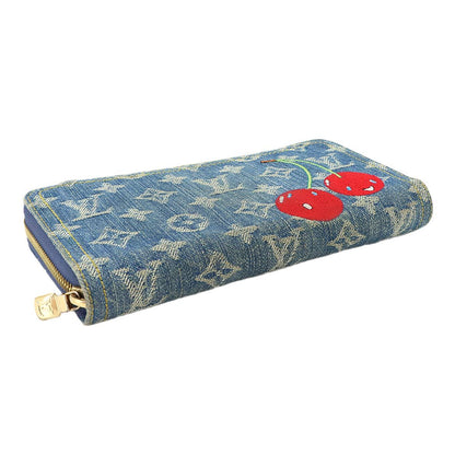 Louis Vuitton LV Takashi Murakami Zippy Wallet Zip Around Monogram Cherry Denim — view 4