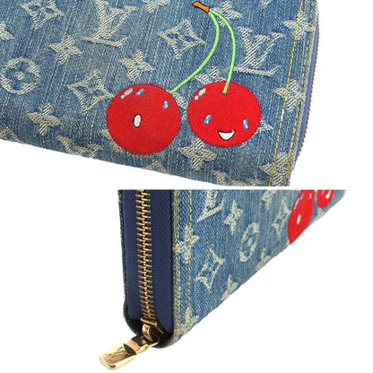 Louis Vuitton LV Takashi Murakami Zippy Wallet Zip Around Monogram Cherry Denim — view 9