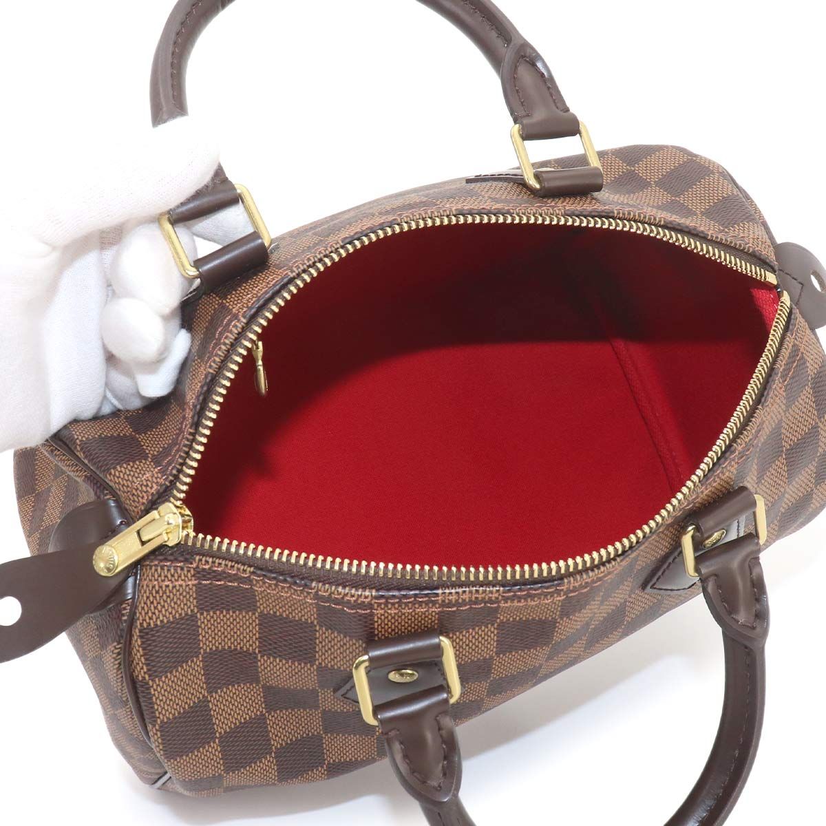Louis Vuitton Damier Speedy 25 Hand Bag Ebene Brown Gold — view 7
