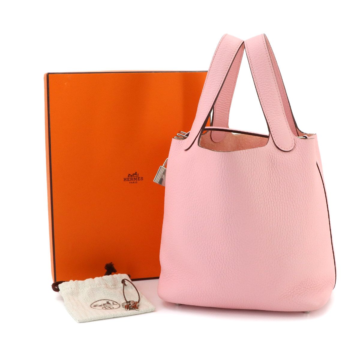 Hermes Picotin Lock PM Hand Bag Taurillon Clemence Rose Sakura — view 2