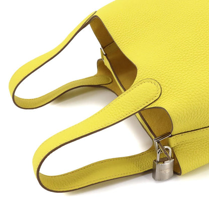 Hermes Picotin Lock 18 PM Hand Bag Taurillon Clemence Lime Silver PM — view 6