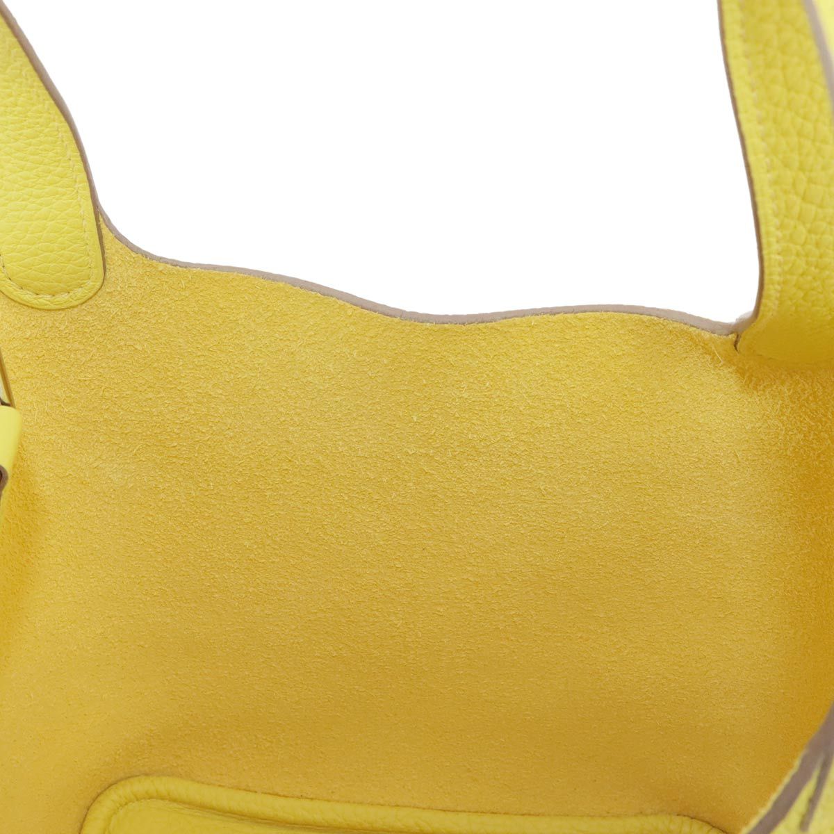 Hermes Picotin Lock 18 PM Hand Bag Taurillon Clemence Lime Silver PM — view 9