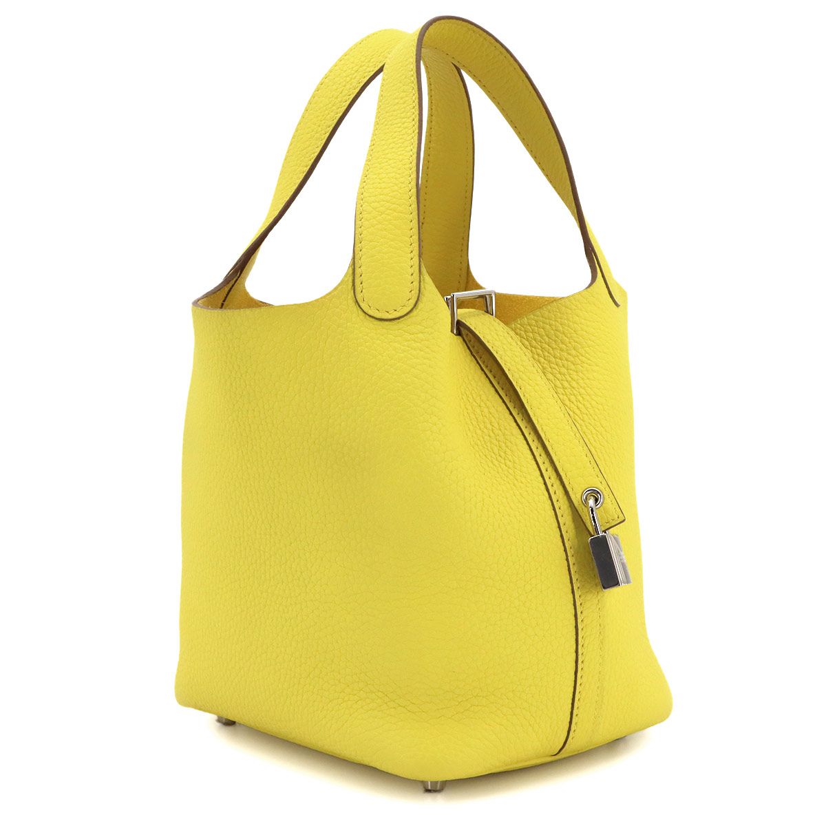 Hermes Picotin Lock 18 PM Hand Bag Taurillon Clemence Lime Silver PM — view 4
