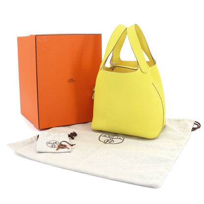 Hermes Picotin Lock 18 PM Hand Bag Taurillon Clemence Lime Silver PM — view 2