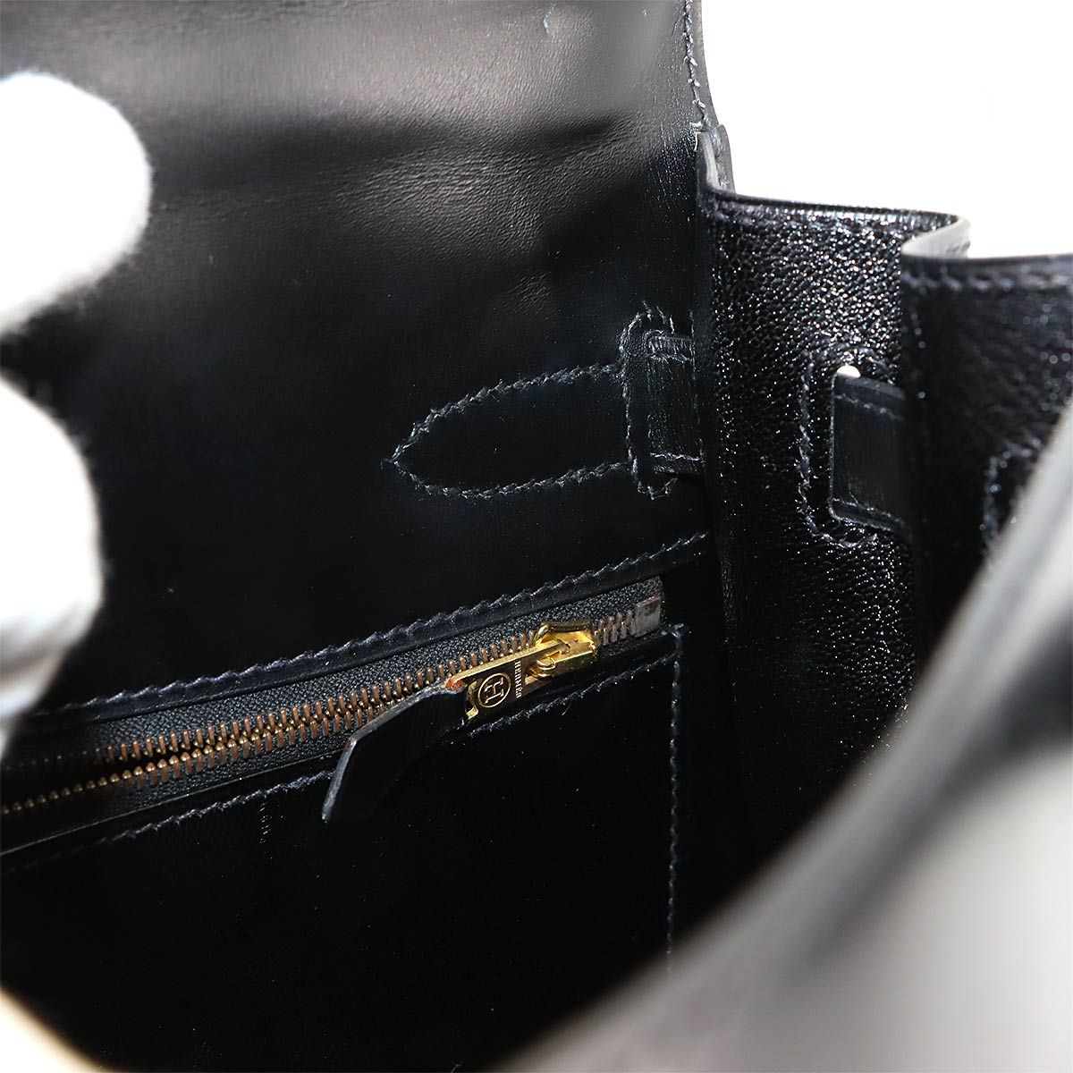 Hermes Kelly 32 Box Calf Black 2-Way Bag Sellier — view 8