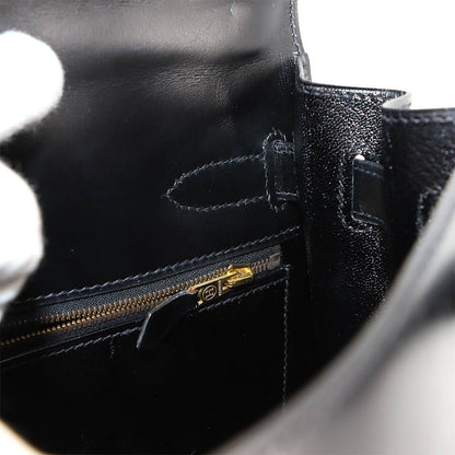 Hermes Kelly 32 Box Calf Black 2-Way Bag Sellier — view 8