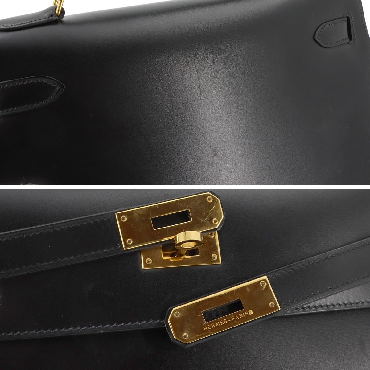 Hermes Kelly 32 Box Calf Black 2-Way Bag Sellier — view 9