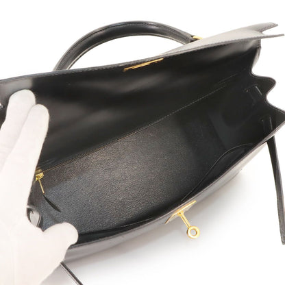 Hermes Kelly 32 Box Calf Black 2-Way Bag Sellier — view 7