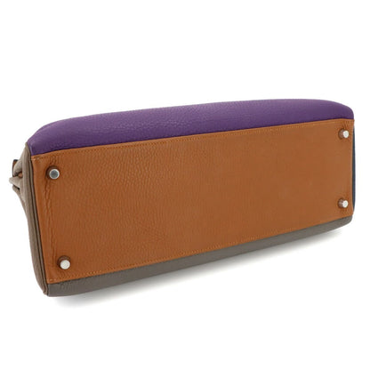 Hermes Kelly 35 Harlequin Taurillon Clemence Ultra Violet Blue Run 2-Way Hand — view 4