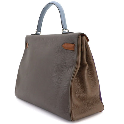 Hermes Kelly 35 Harlequin Taurillon Clemence Ultra Violet Blue Run 2-Way Hand — view 3